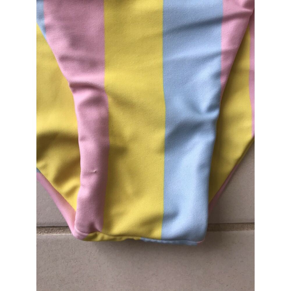 Shein Swim Women M Bikini Swimsuit Multicolor Striped Padded Bra Swimwear NWT - Picture 7 of 12